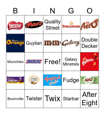 Chocolate Bingo Card