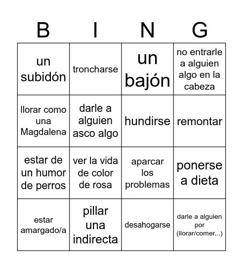LA ALEGRÍA Bingo Card