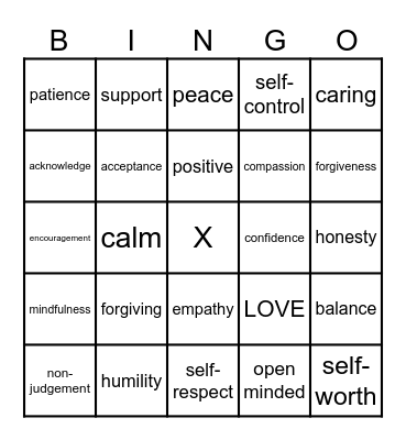 Empathy Bingo Card