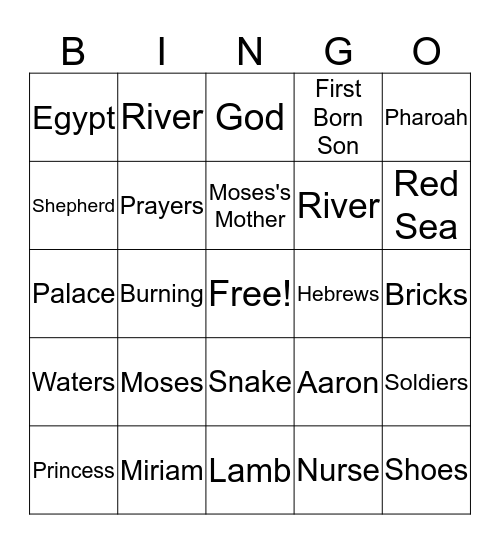 Moses Bingo Card