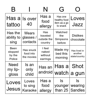 Ice-Ice Breaker! Bingo Card