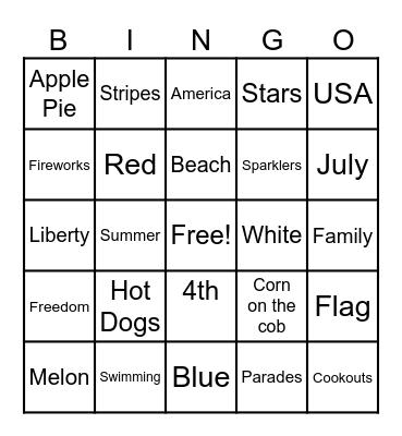 Independence day Bingo Card