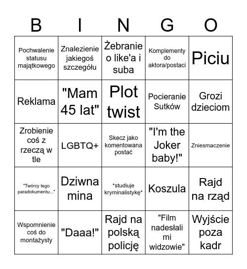 Lakarnumowe Bingo Card
