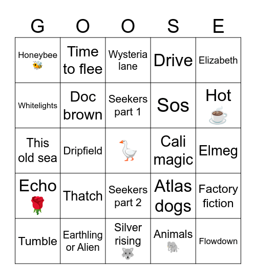 Goose Bingo Card