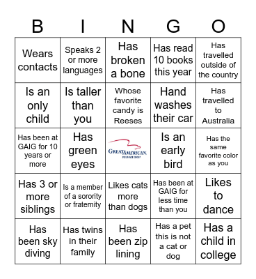 BTG Team Bingo Card