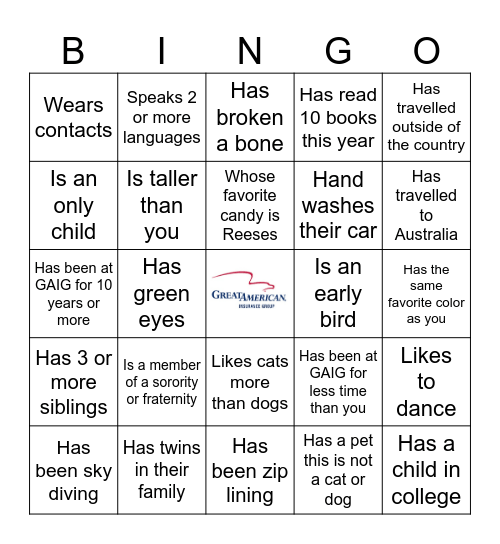 BTG Team Bingo Card