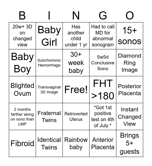 JUNE SONOGO Bingo Card