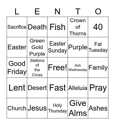 LENTO Bingo Card