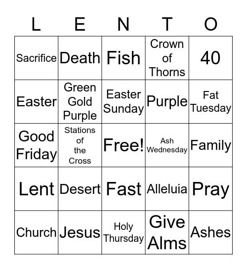 LENTO Bingo Card