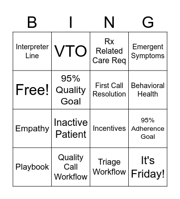 TEAM GLANTON BINGO Card