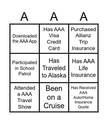 AAA Bingo Card