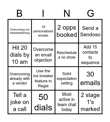 SDR Bingo Card