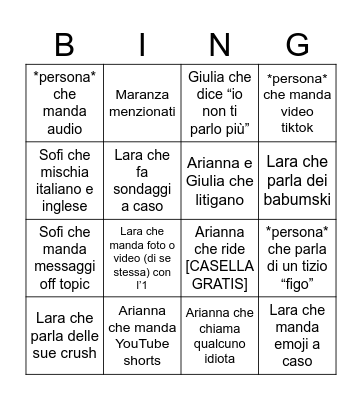 Bingo dei Sette Bingo Card