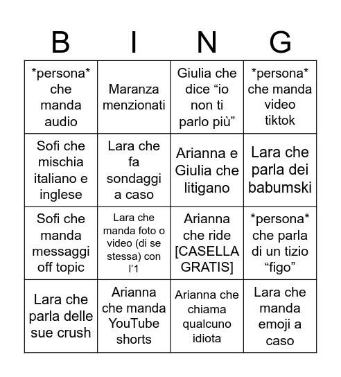 Bingo dei Sette Bingo Card
