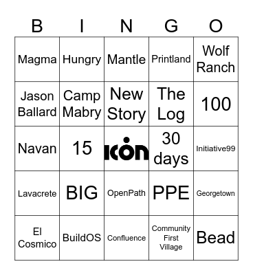 ICON Bingo Card