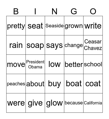Ist Grade February 4 2016 Bingo Card