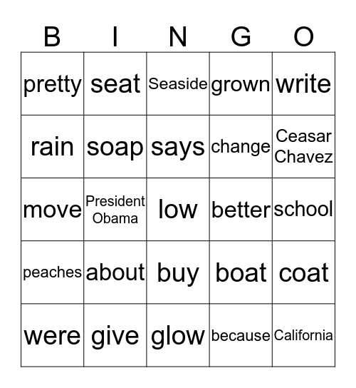 Ist Grade February 4 2016 Bingo Card