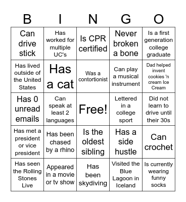 UE/UAS Social Bingo Card