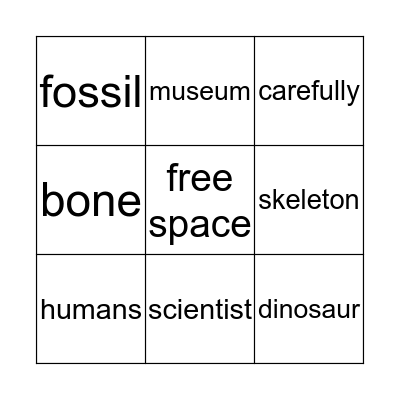 Discovering Dinosaurs Bingo Card