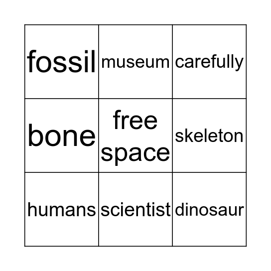 Discovering Dinosaurs Bingo Card