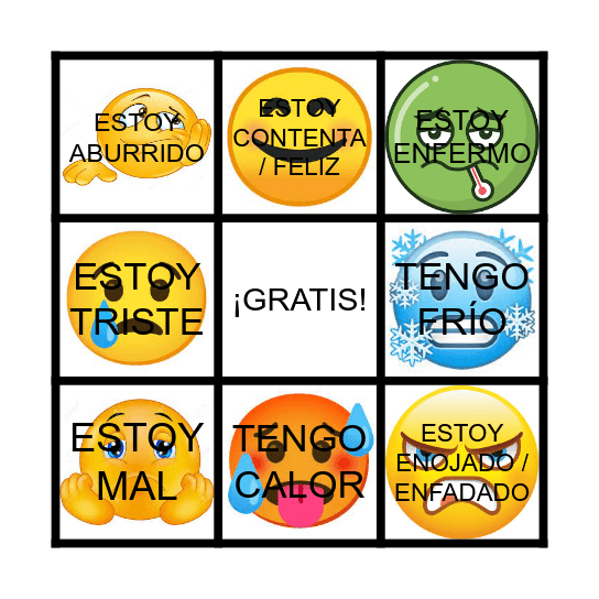 EMOCIONES Bingo Card