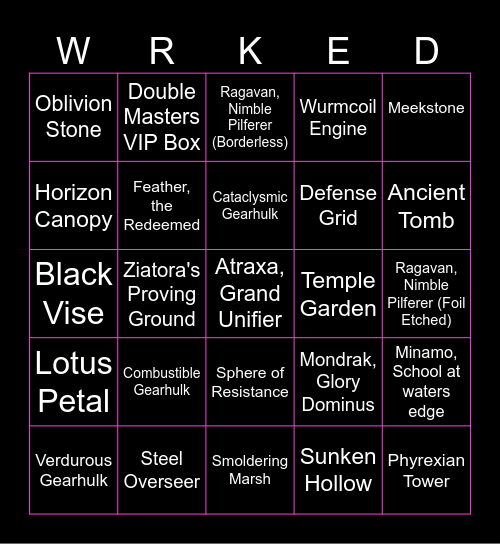Wrecked's Wheel of Fire! Bingo Card