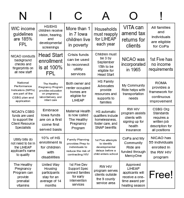 NICAO All-Agency Facts Bingo Card