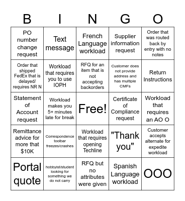 July 10, 2023 Bingo Card