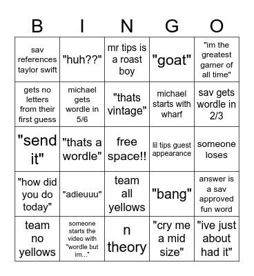 wordletok bingo Card