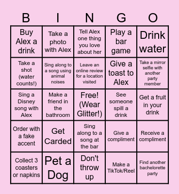 Alex's Bachelorette Bingo! Bingo Card