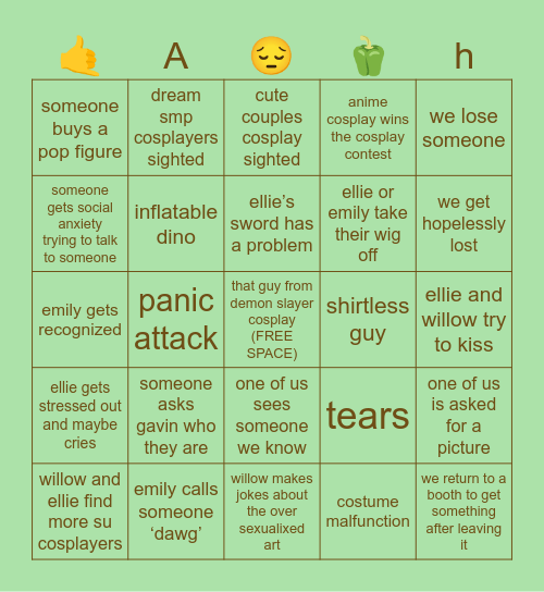 comic con 💪💪💪💪 Bingo Card