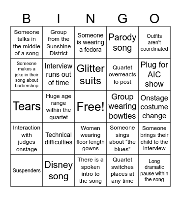 Barbershop Bingo Card