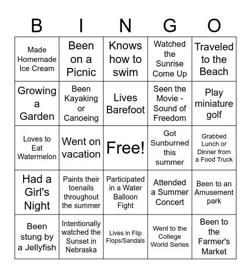 This Summer Bingo Card