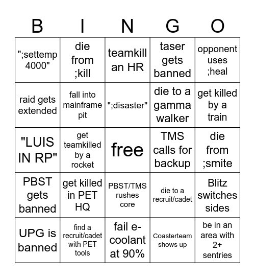 TMS Raid Bingo Card