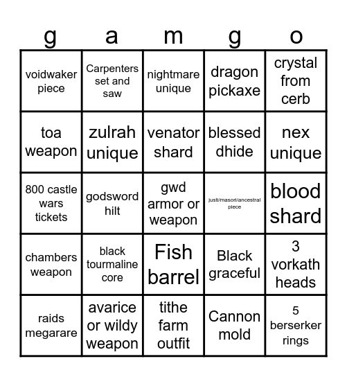 gamgo Bingo Card
