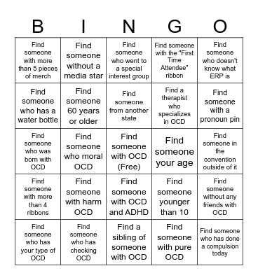 OCD Con Bingo Card