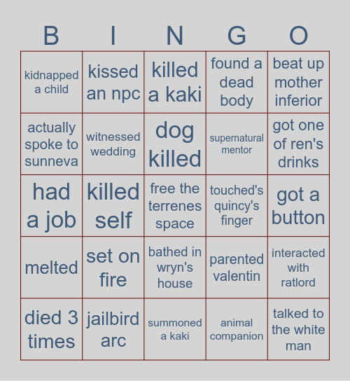 hirae bingo Card