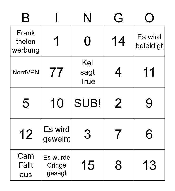 Kel React Bingo Card