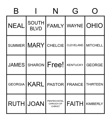 FAMILY REUNION 2023 Bingo Card