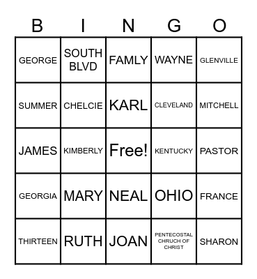 FAMILY REUNION 2023 Bingo Card