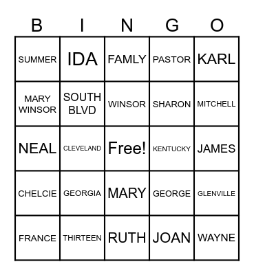 FAMILY REUNION 2023 Bingo Card