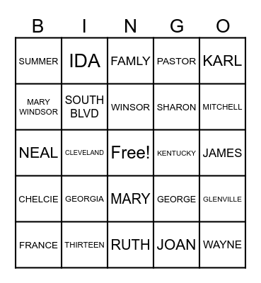 FAMILY REUNION 2023 Bingo Card