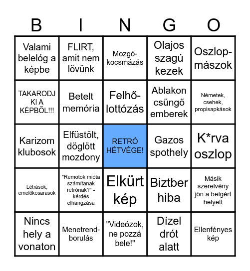 Retró hétvége (Spotter Bingó) Bingo Card