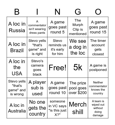 Geo Special Bingo Card