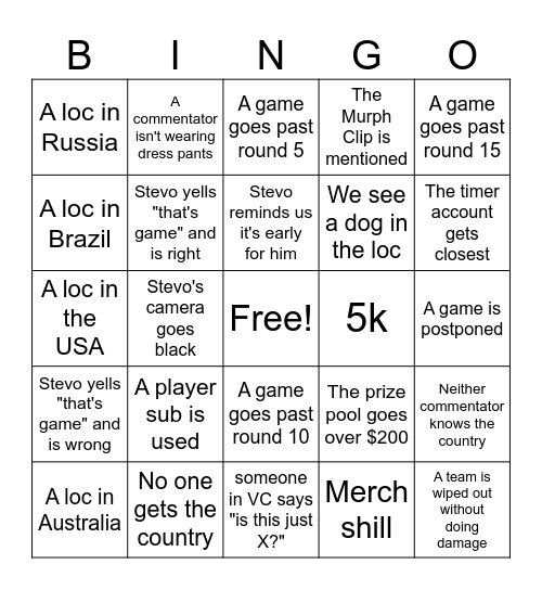 Geo Special Bingo Card