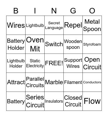 Electric Circiuts Bingo Card