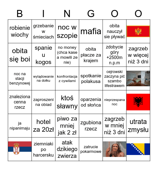 bałkany bingo Card