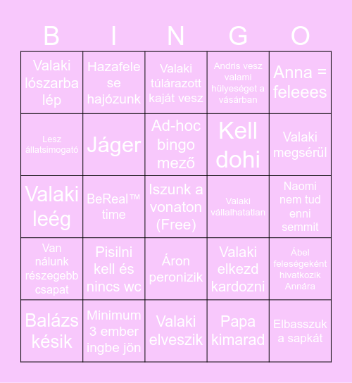 Visegrádi Vakáció Bengoo Bingo Card