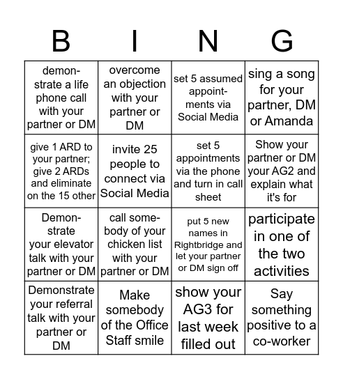 Insure Your Love Call-A-Thon Bingo Card