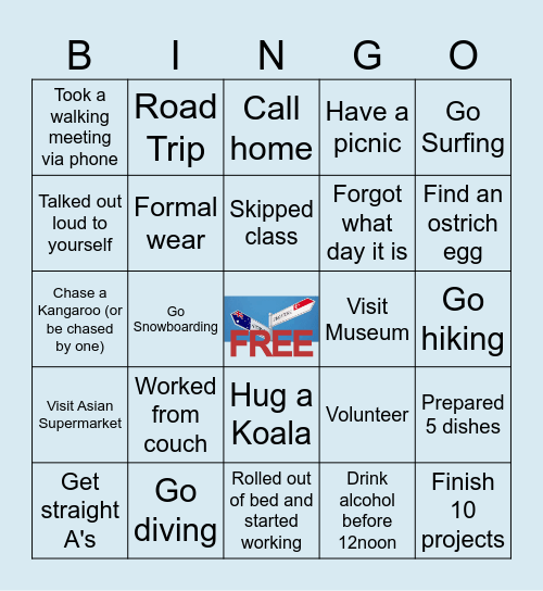 Darin in Australia Bingo Card